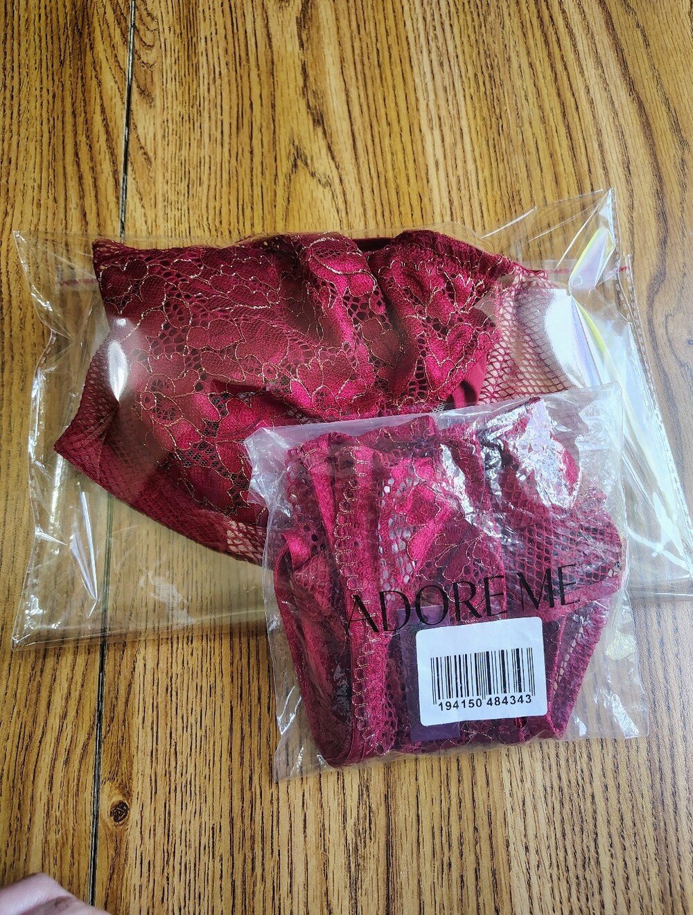 Adore Me Women's Lace Mesh Underwire Bra & Bikini Set Deep Wine sz 46DD. - Picture 13 of 16
